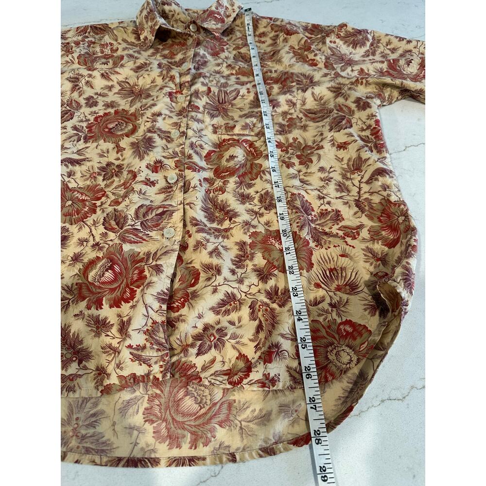 Liz Sport Large 100% Cotton Button Front Floral Toile Shirt Cottagecore 90s Y2K - Picture 8 of 9